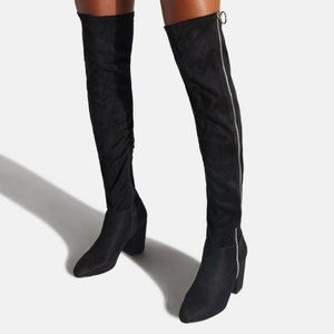 🆕️ #NWT - SIZE 9 US FAUX SUEDE  BLACK ZIP UP BOOT W/ 3" HEEL AND STRETCH